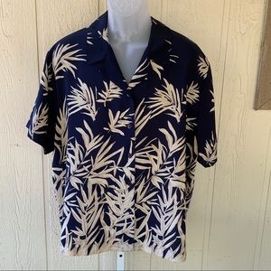 Joanna Plus Dark Blue Hawaiian Button Up Top |2X